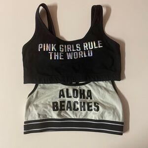 PINK Pink Nation Mint/Black & Black Sports Bras Size M GUC